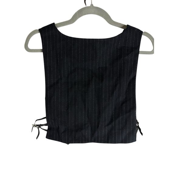 Ceren Ocak Striped Crop Vest and Pleated Skort Set Edgy Chic Streetwear Black S - Picture 11 of 16